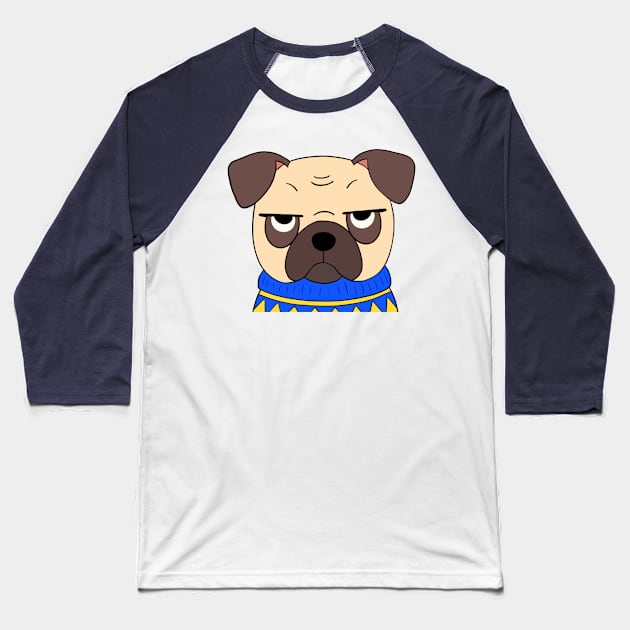 Funny Pug Baseball T-Shirt by IdinDesignShop